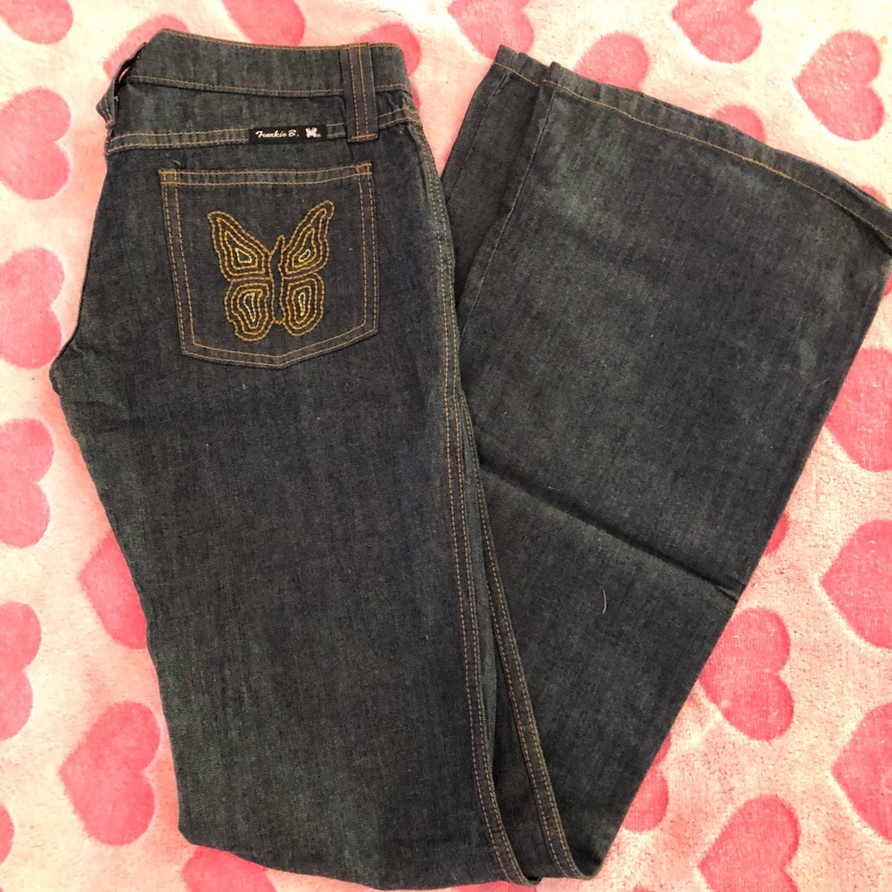 Rare vintage low rise flare y2k Frankie B butterfly jeans